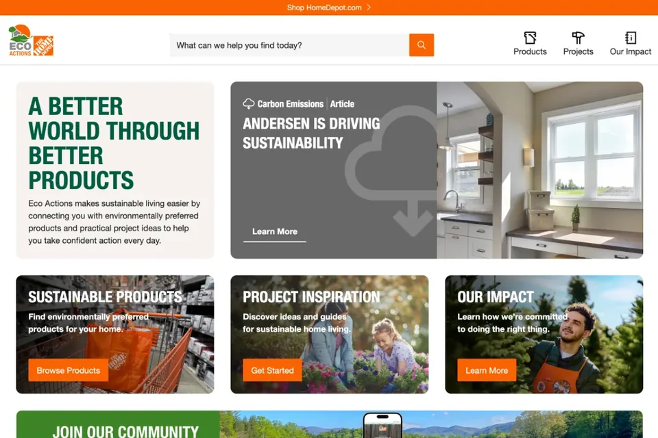 The Eco Actions homepage