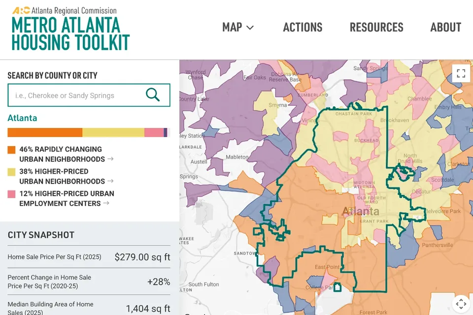 The Metro Atlanta Housing Toolkit map view