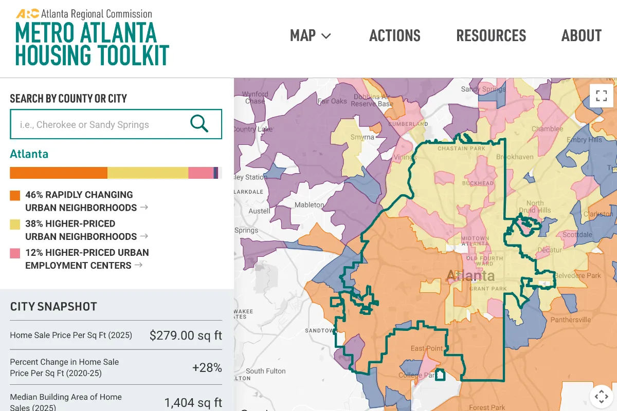 The Metro Atlanta Housing Toolkit map view